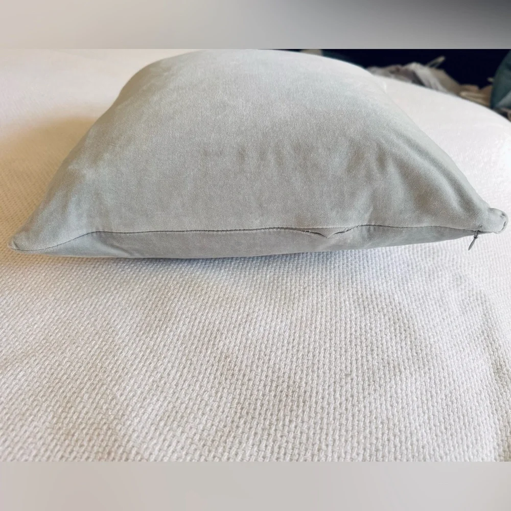 17” Square Velvet Pillow Cover Grey Silver Grey Greige w Zipper